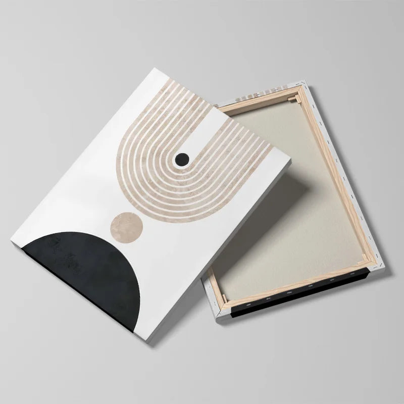 Framed Nordic Abstract Geometric Round Arch Line Canvas Painting Print Poster Modern Living Room Wall Art Home Decor Mural