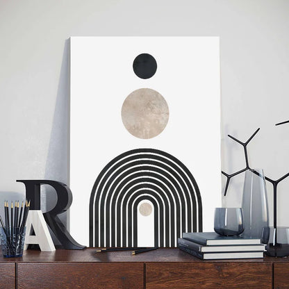 Framed Nordic Abstract Geometric Round Arch Line Canvas Painting Print Poster Modern Living Room Wall Art Home Decor Mural