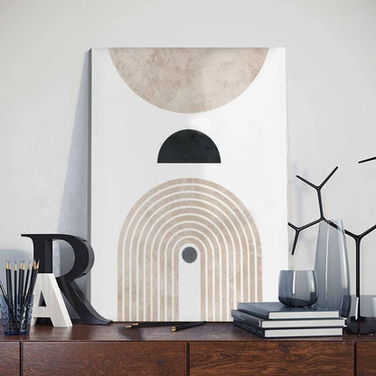 Framed Nordic Abstract Geometric Round Arch Line Canvas Painting Print Poster Modern Living Room Wall Art Home Decor Mural